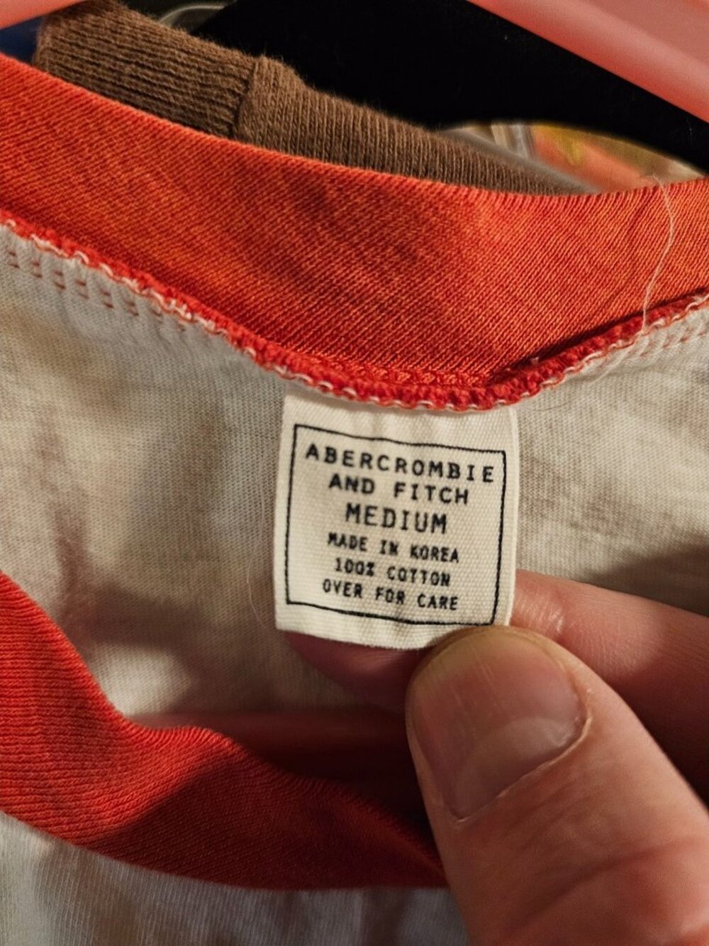 Abercrombie & Fitch Women Medium Ringer Tee White Red Track Archival Moose Rare - Picture 4 of 7